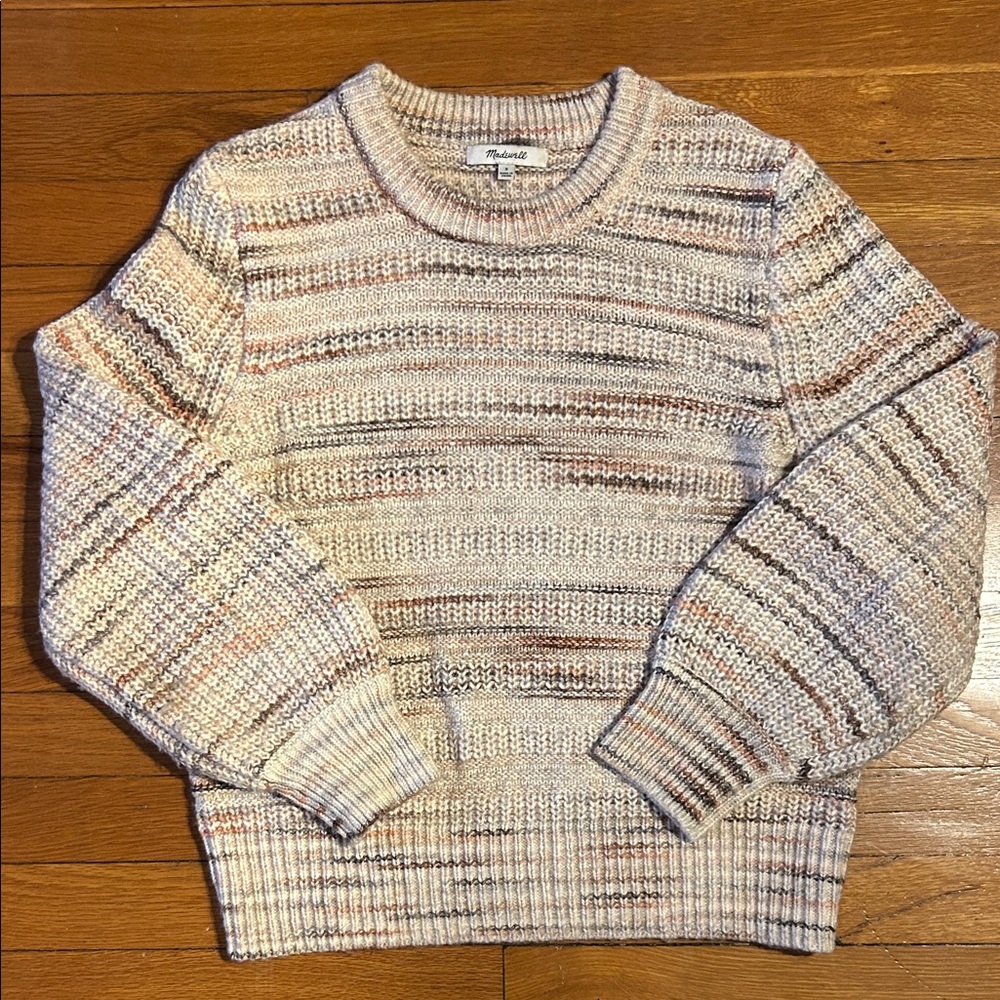 Madewell Cream and Tan Knit Sweater S